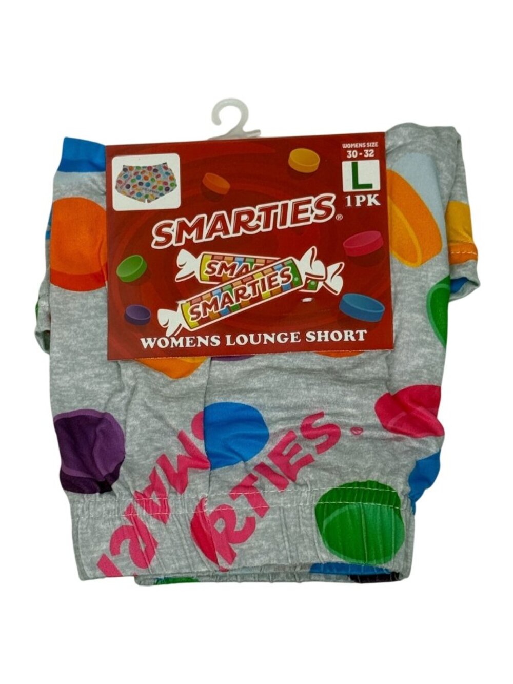 Smarties Womens Lounge Shorts L 30 32 Candy Print Pajama Sleep Shorts NWT